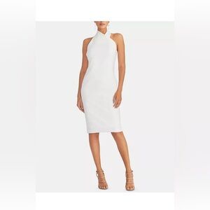 RACHEL Rachel Roy Sleeveless Halter Sheath Dress - White